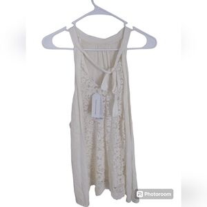 Others follows ivory cream tank top with lace back with tie Size Medium‎ Angel